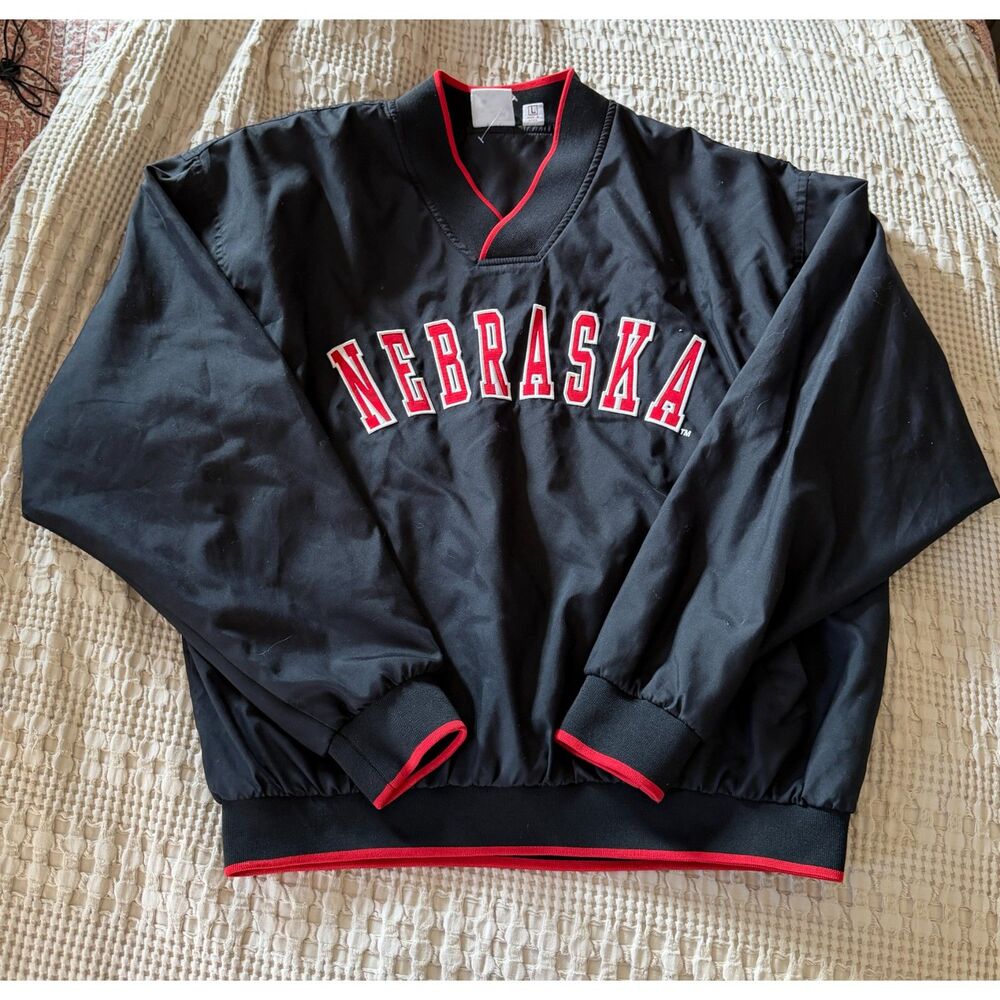 Vintage 90s Nebraska Cornhuskers Red Oak Windbreaker Pullover Large NWOT